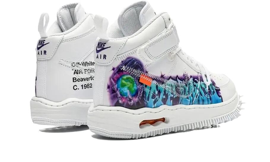 Nike Air Force 1 Mid Off-White Graffiti White 3/4