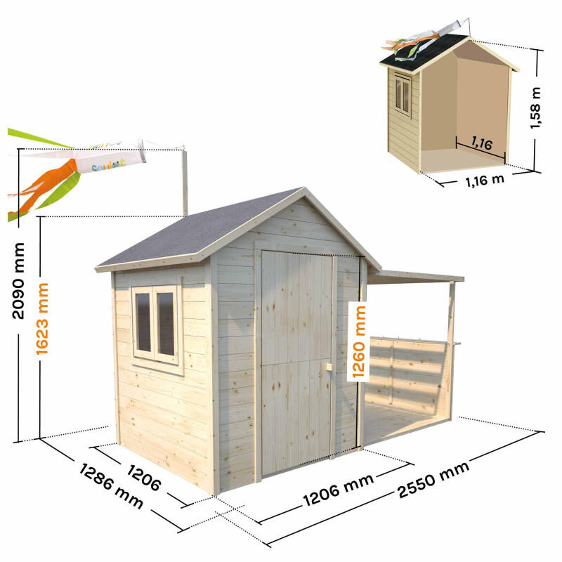 Cabane en bois avec pergola ajourée EUGENIE 5/5