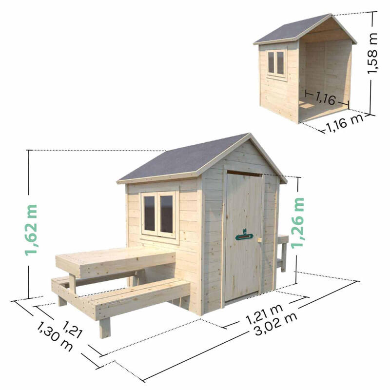 Cabane en bois enfant cuisine et table BLANCHE 5/5