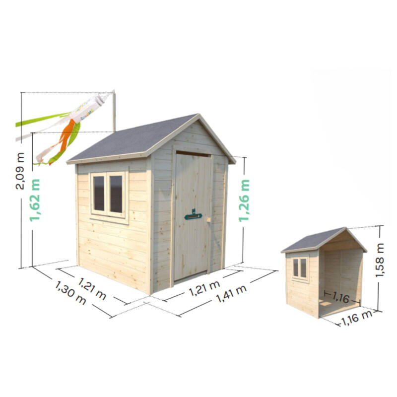 Cabane en bois avec fenêtre et boîte aux lettres GARANCE 5/5
