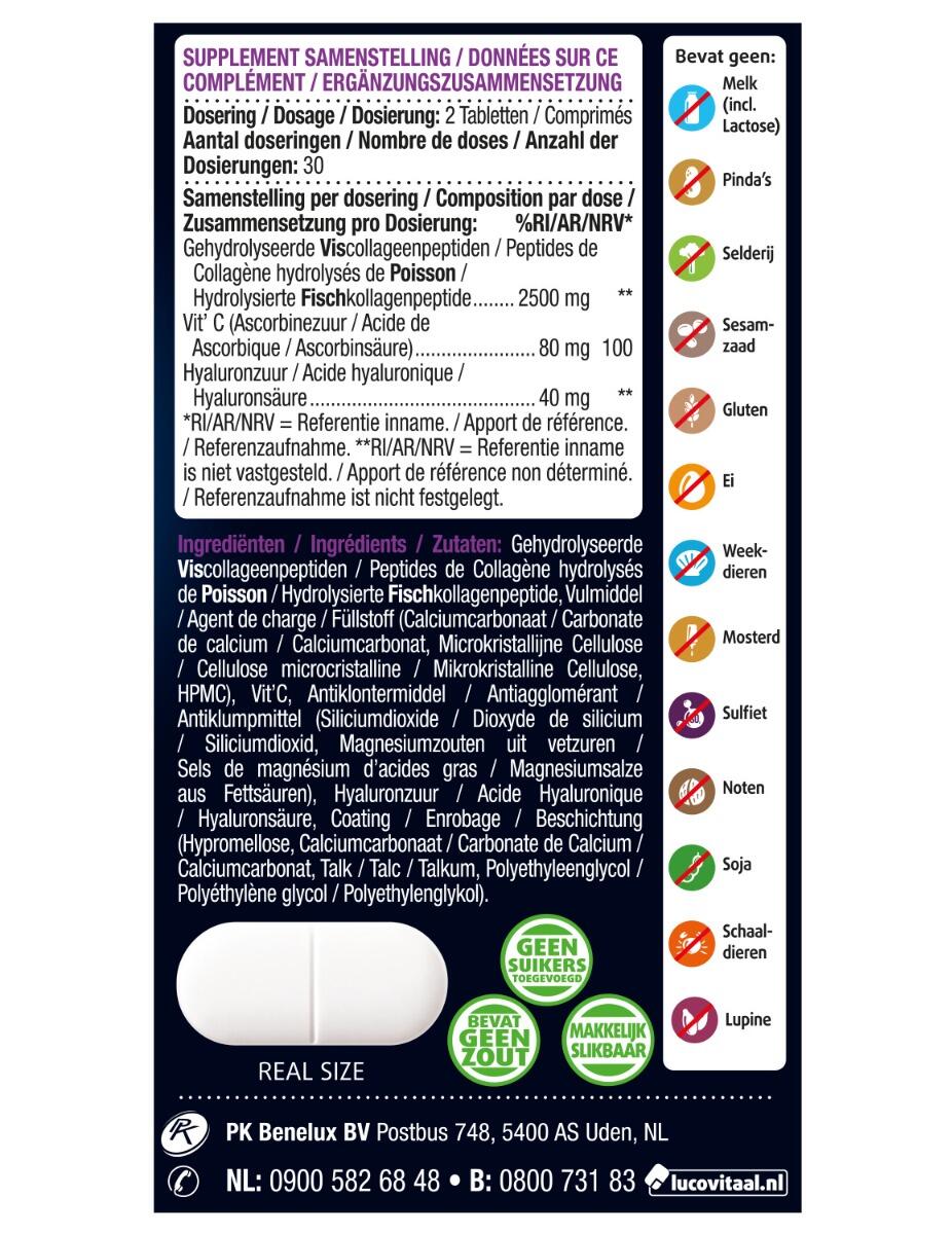 Lucovitaal Collageen 2500 mg Pure Marine 60 tabletten 2/5