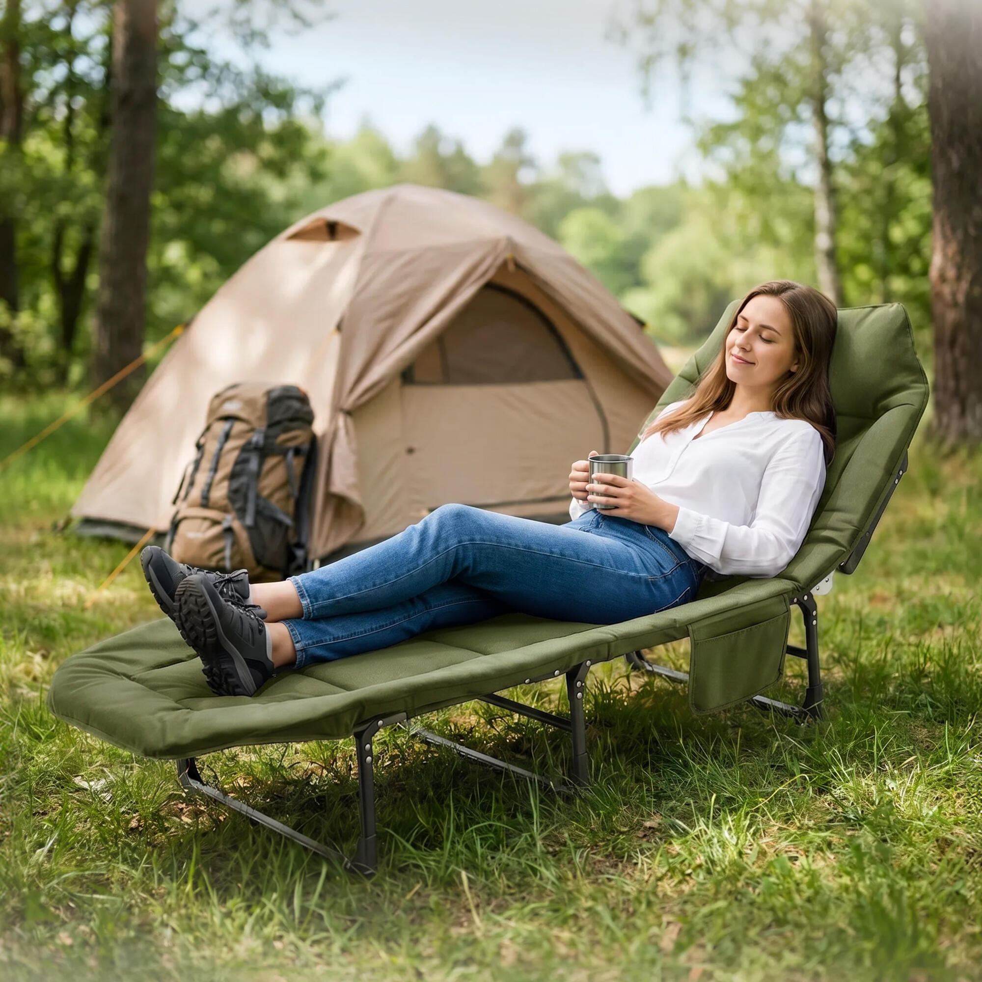 Campingstuhl Klappbar Faltstuhl Outdoor Angelstuhl Picknick MOUNTAIN GOAT 2/7