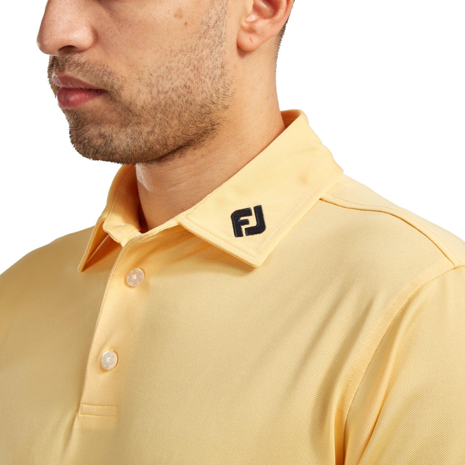 Polo Golf Footjoy Stretch Pique Solid Hombre Amarillo 3/4
