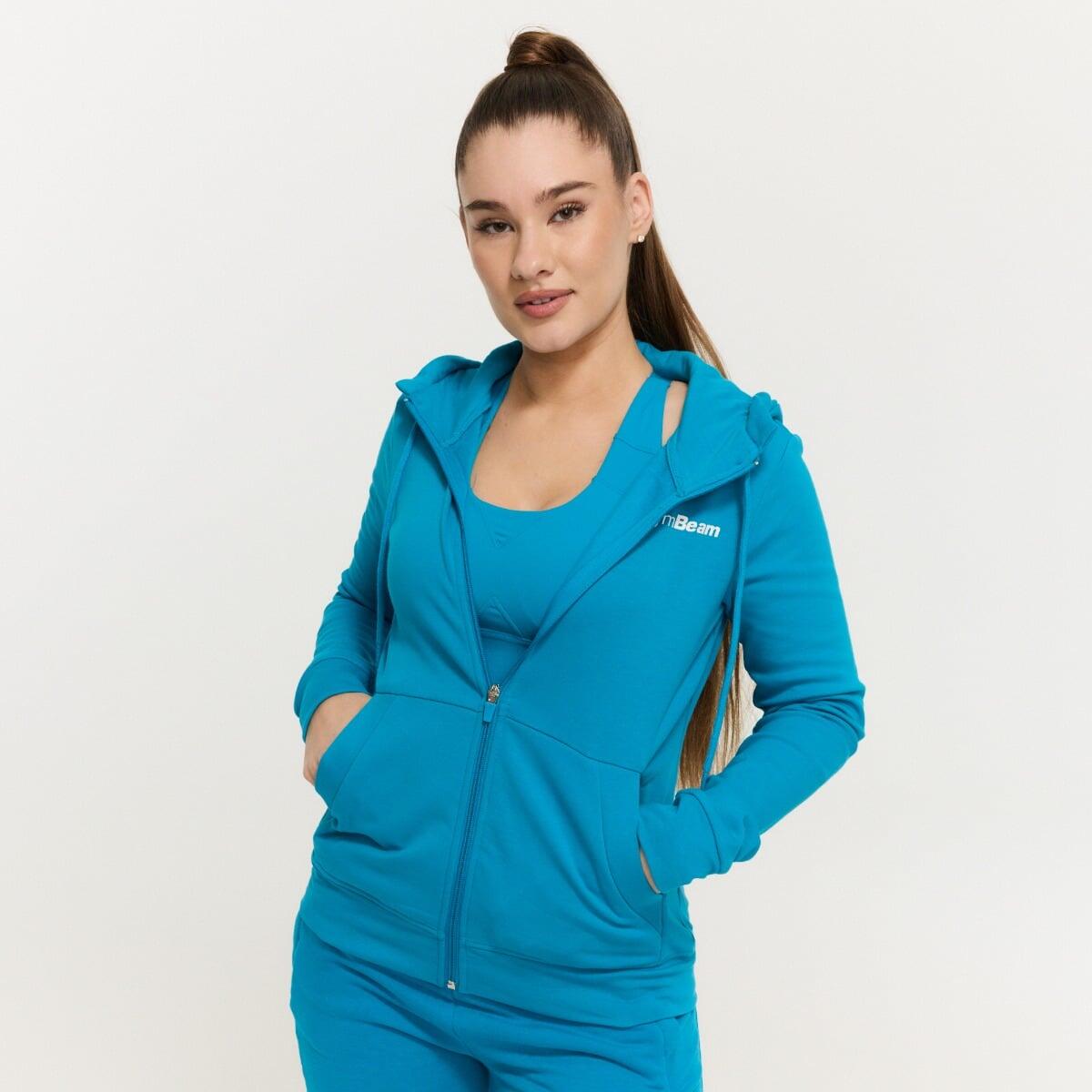Felpa con Cappuccio e Zip da Donna Limitless Aquamarine - GymBeam 4/7