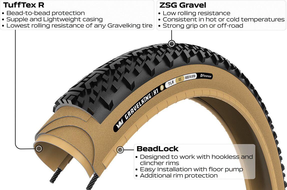 Panaracer GravelKing X1 R Pneumatico Gravel 700 mm Tubeless Ready Folding ZSG Gr 4/5