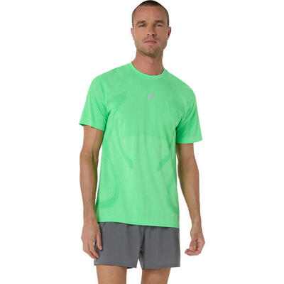 T shirts overhemden heren - asics road seamless ss top - vitalgreen/ iluminate