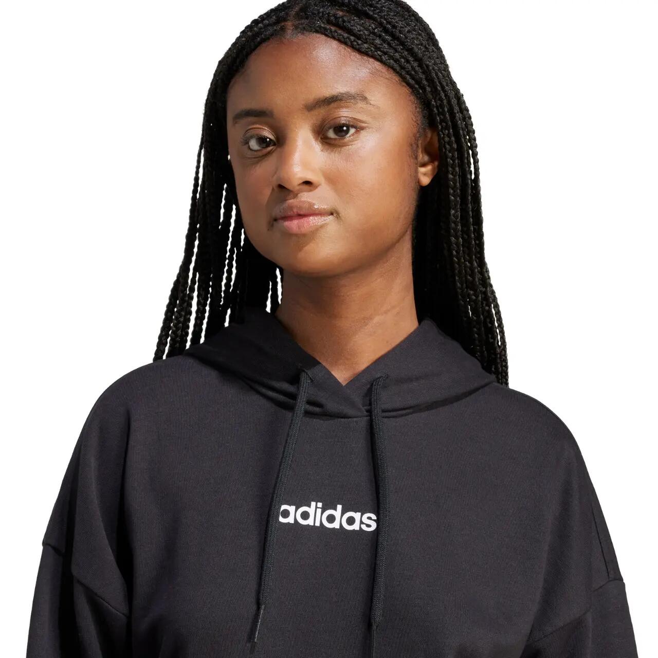Bluza damska adidas Essentials Linear French Terry Hoodie - czarna 5/6