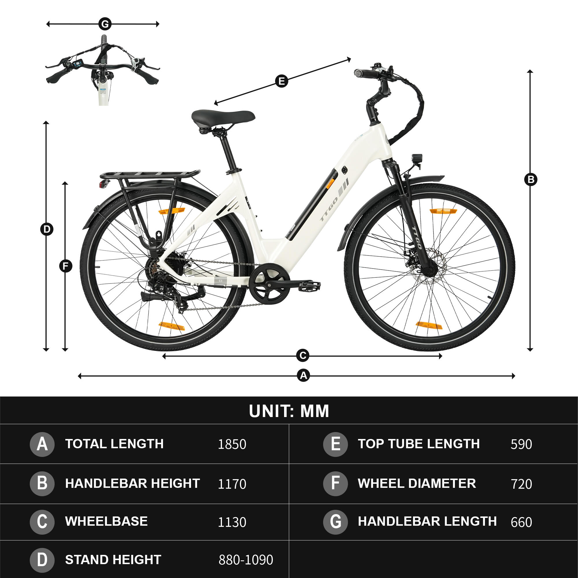 Homem/Mulher 2026 C3SE 120km 28" 7v E-bike branco 6/8