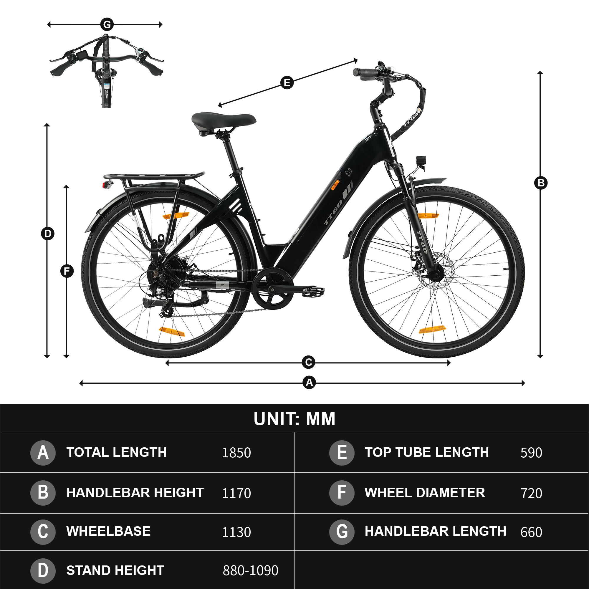 Homem/Mulher 2026 C3SE 120km 28" 7v E-bike preto 6/8