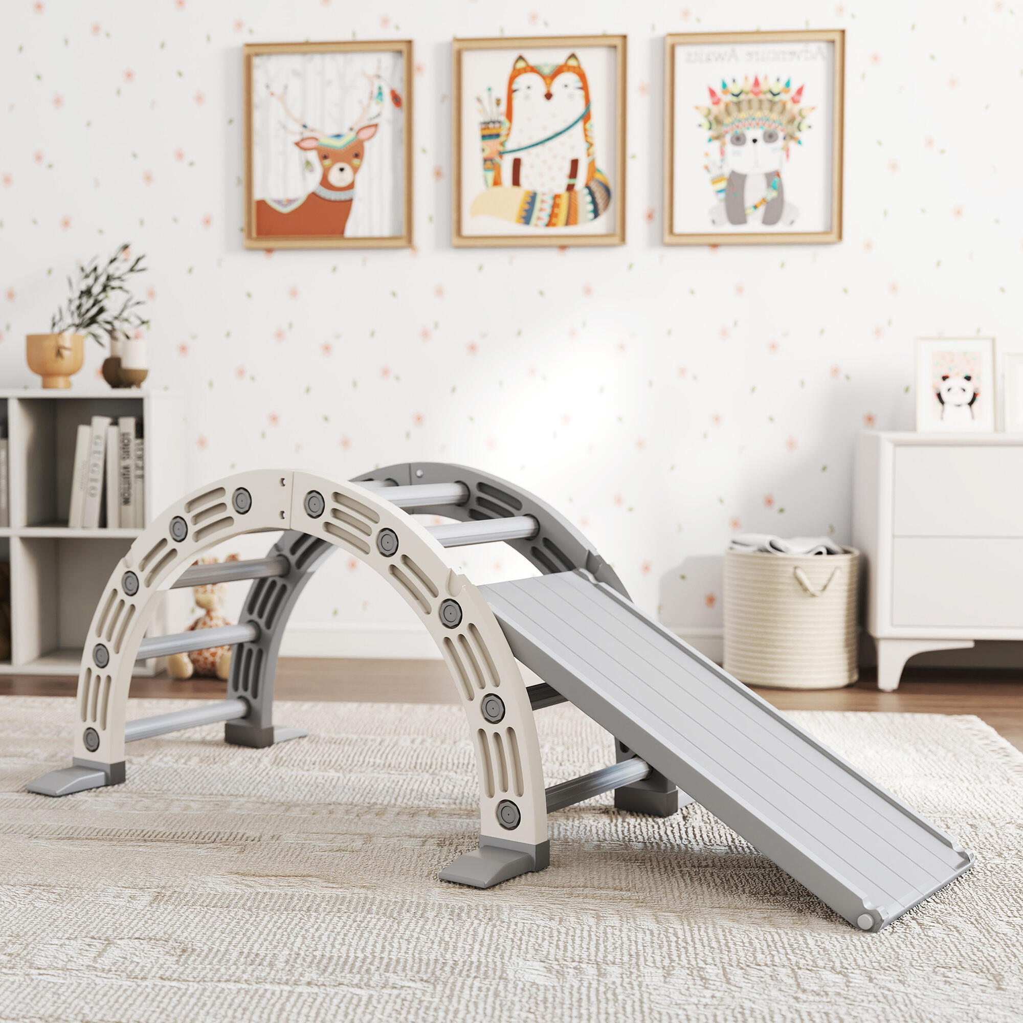 Escalador para Niños AIYAPLAY 164x70x57 cm Gris y Blanco 2/5