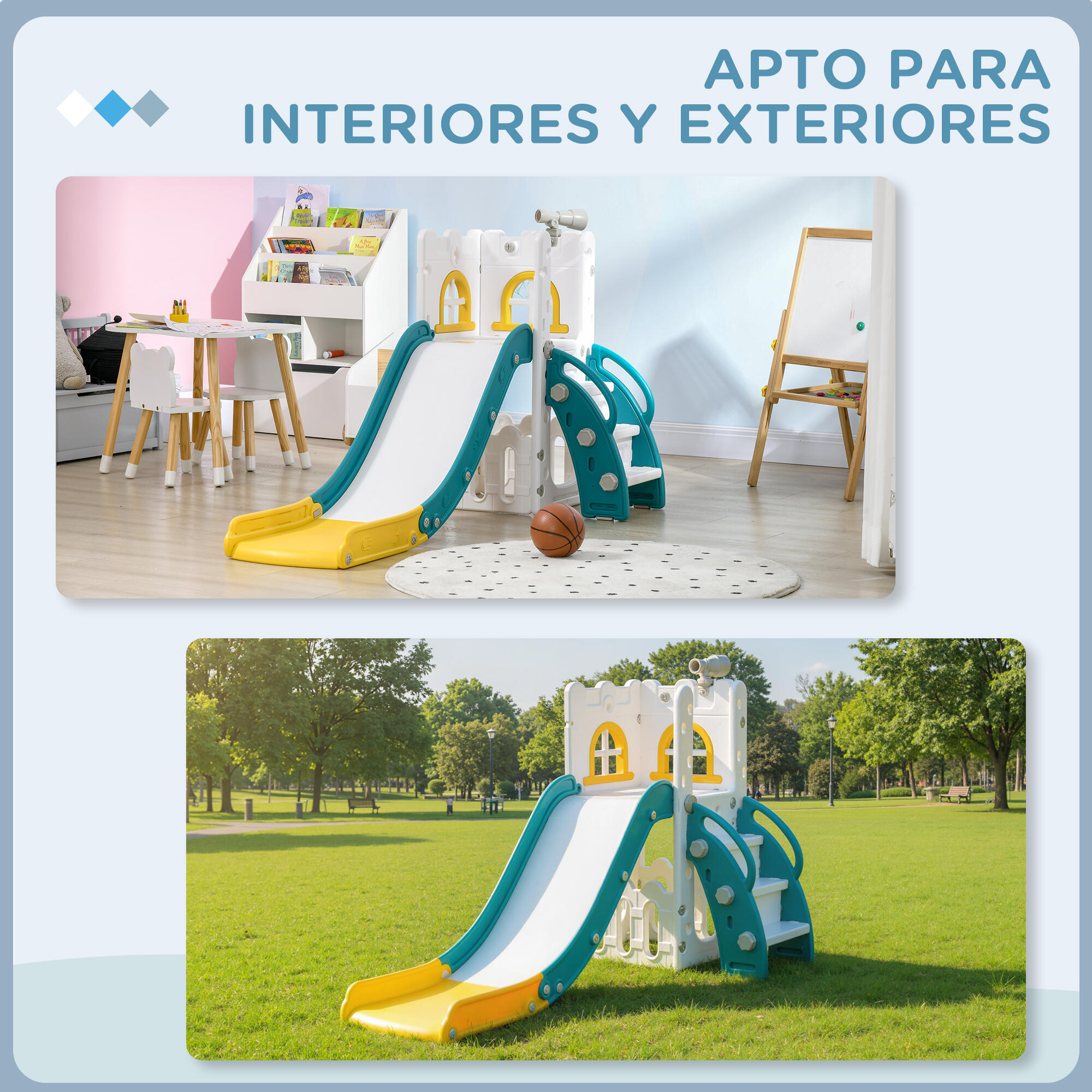 Escorrega Infantil 70x177x92 cm amarelo e verde AIYAPLAY 4/5