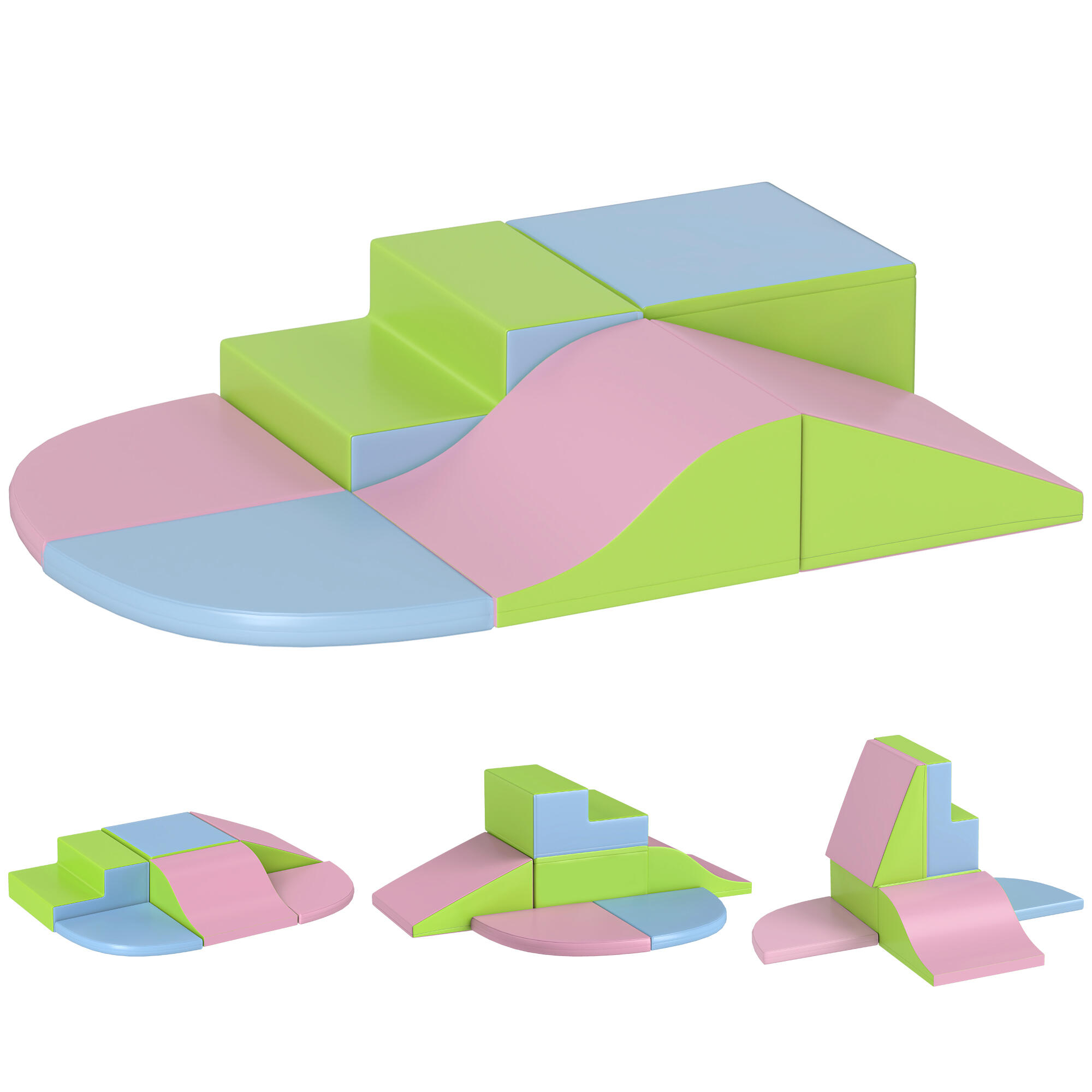 Bloques de Espuma HOMCOM 150x100x24 cm Rosa claro, Verde claro, Azul hielo 1/8