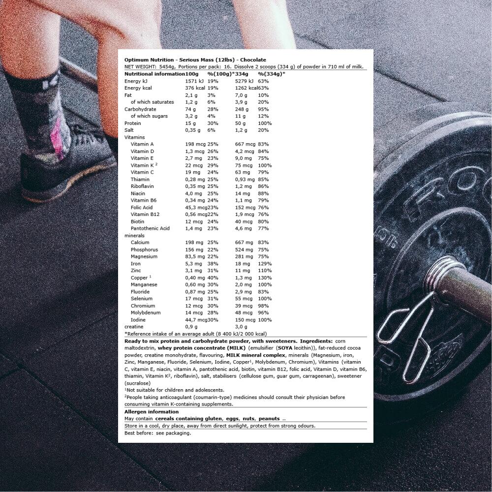 Optimum Nutrition Serious Mass (12lbs) Chocolate - Gewichtstoename 3/3