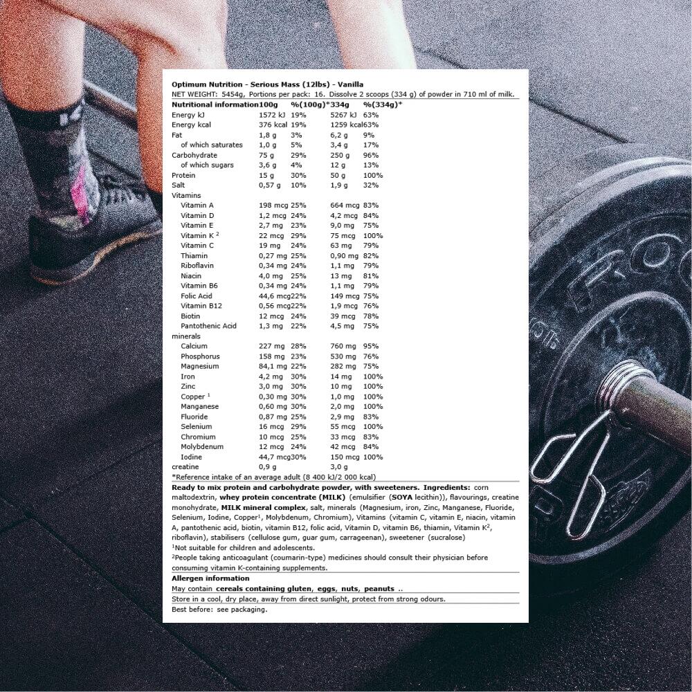 Optimum Nutrition Serious Mass (12lbs) Vanilla - Prise de poids - Avec Créatine 3/3