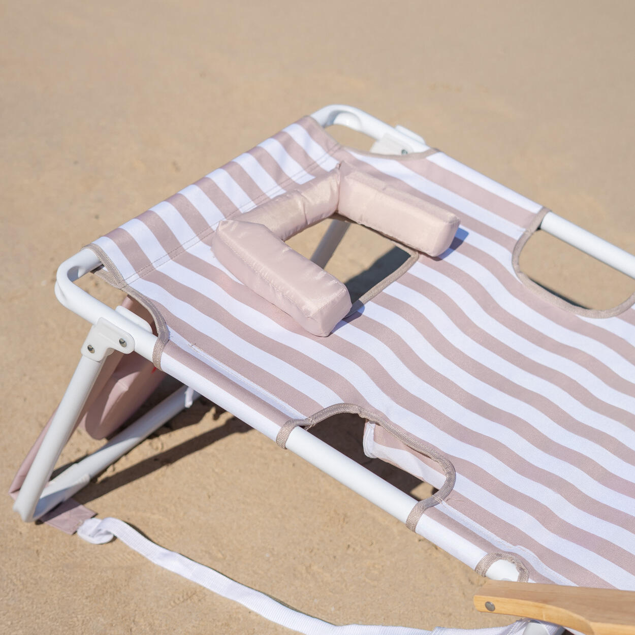 Flamingueo silla playa reclinable reposapiés aluminio beige 7/7