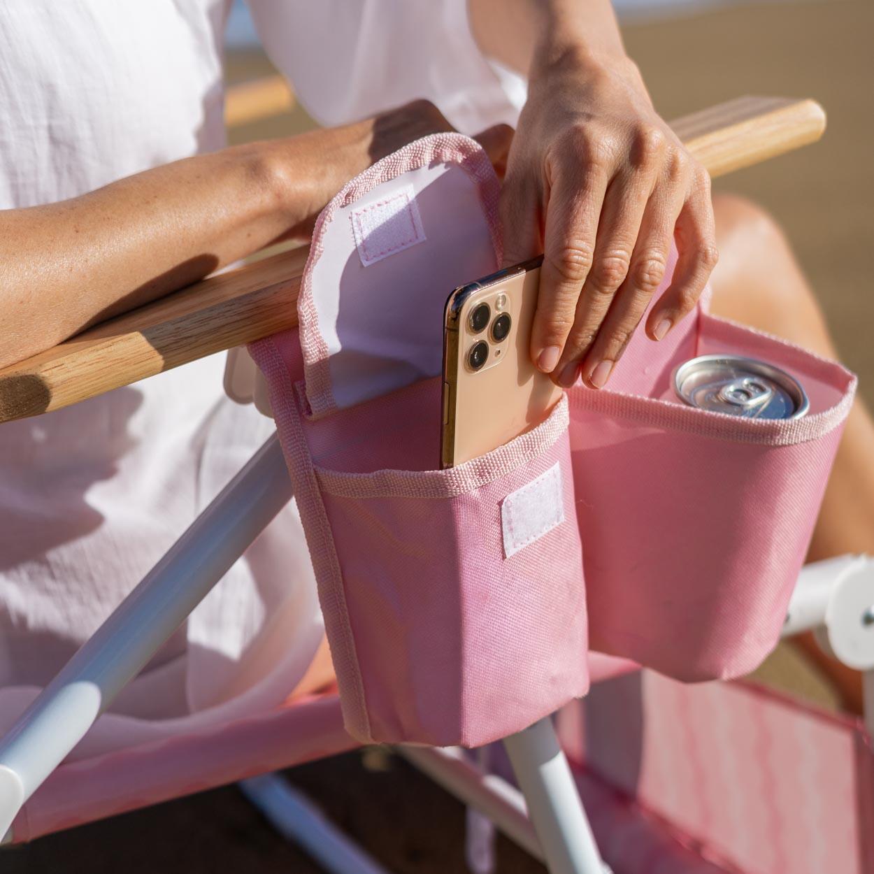 Flamingueo silla playa reclinable reposapiés aluminio rosa 5/7