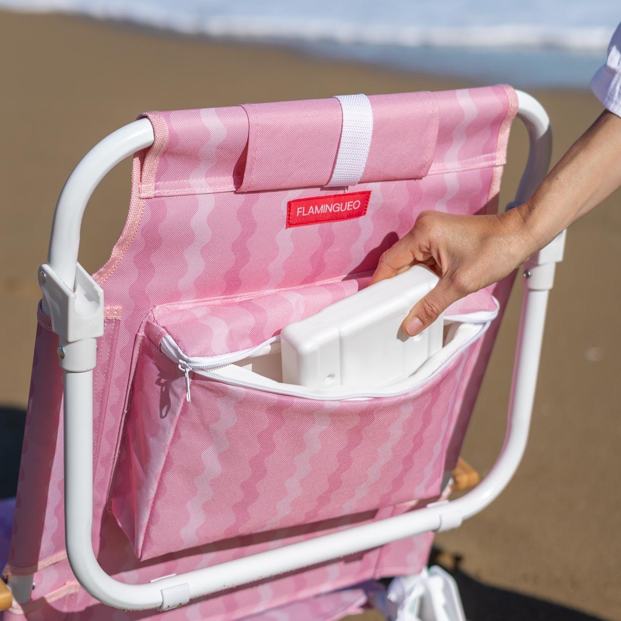 Flamingueo silla playa reclinable 5 posiciones aluminio rosa 5/7