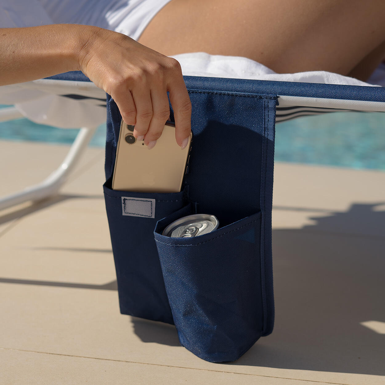 Flamingueo tumbona plegable parasol aluminio poliéster azul 5/7