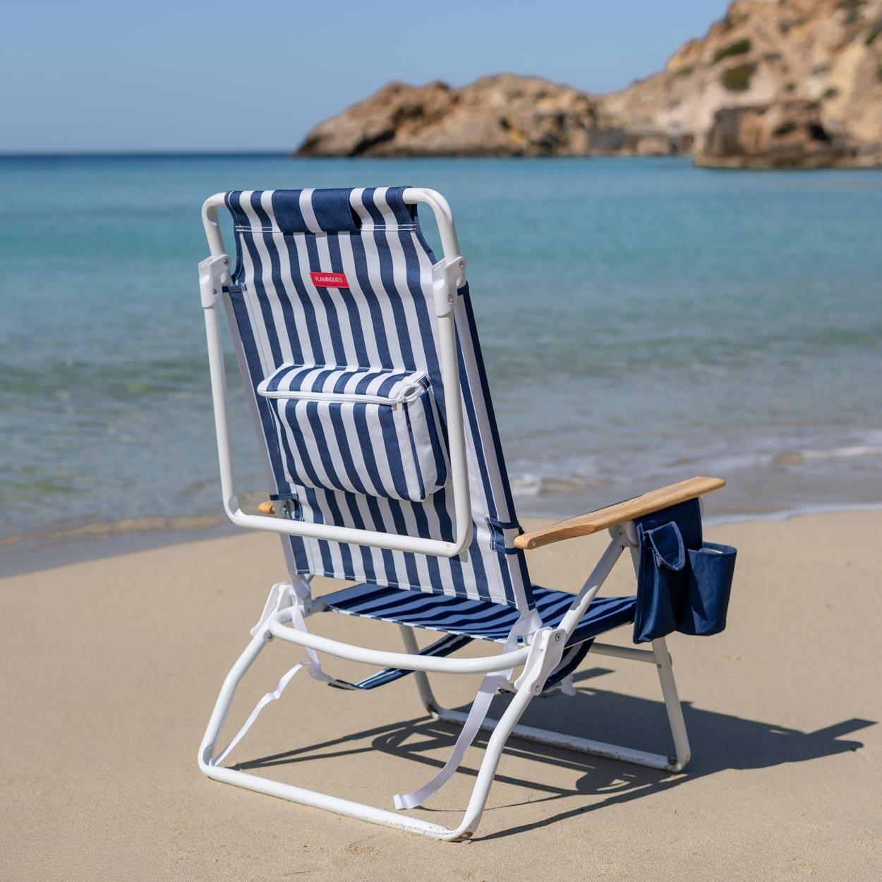 Flamingueo silla playa reclinable 5 posiciones aluminio azul 6/7