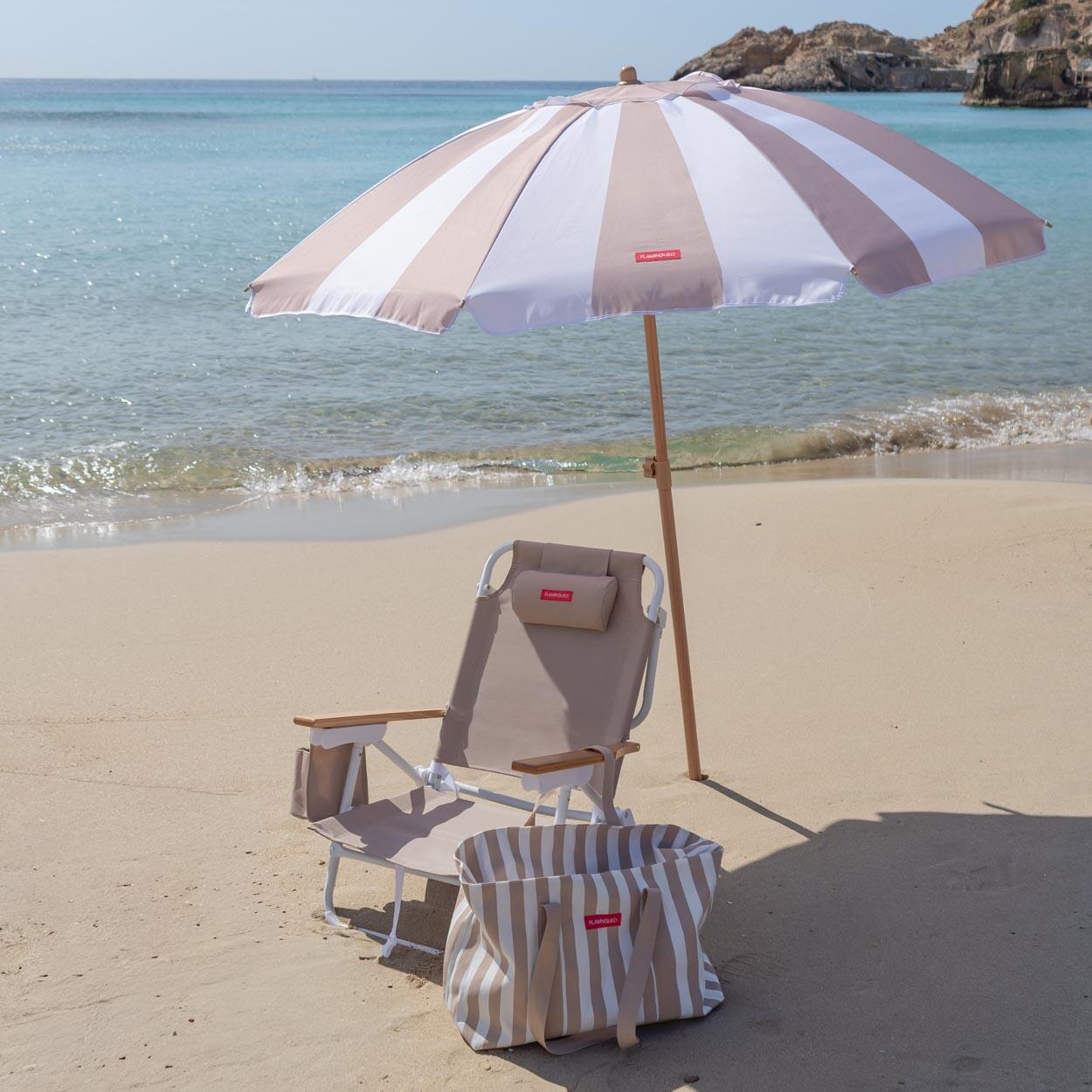 Flamingueo silla playa reclinable 5 posiciones aluminio beige 6/6