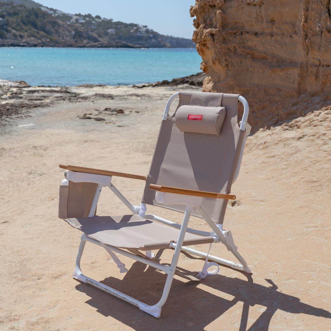 Flamingueo chaise de plage inclinable 5 positions aluminium beige 6/7