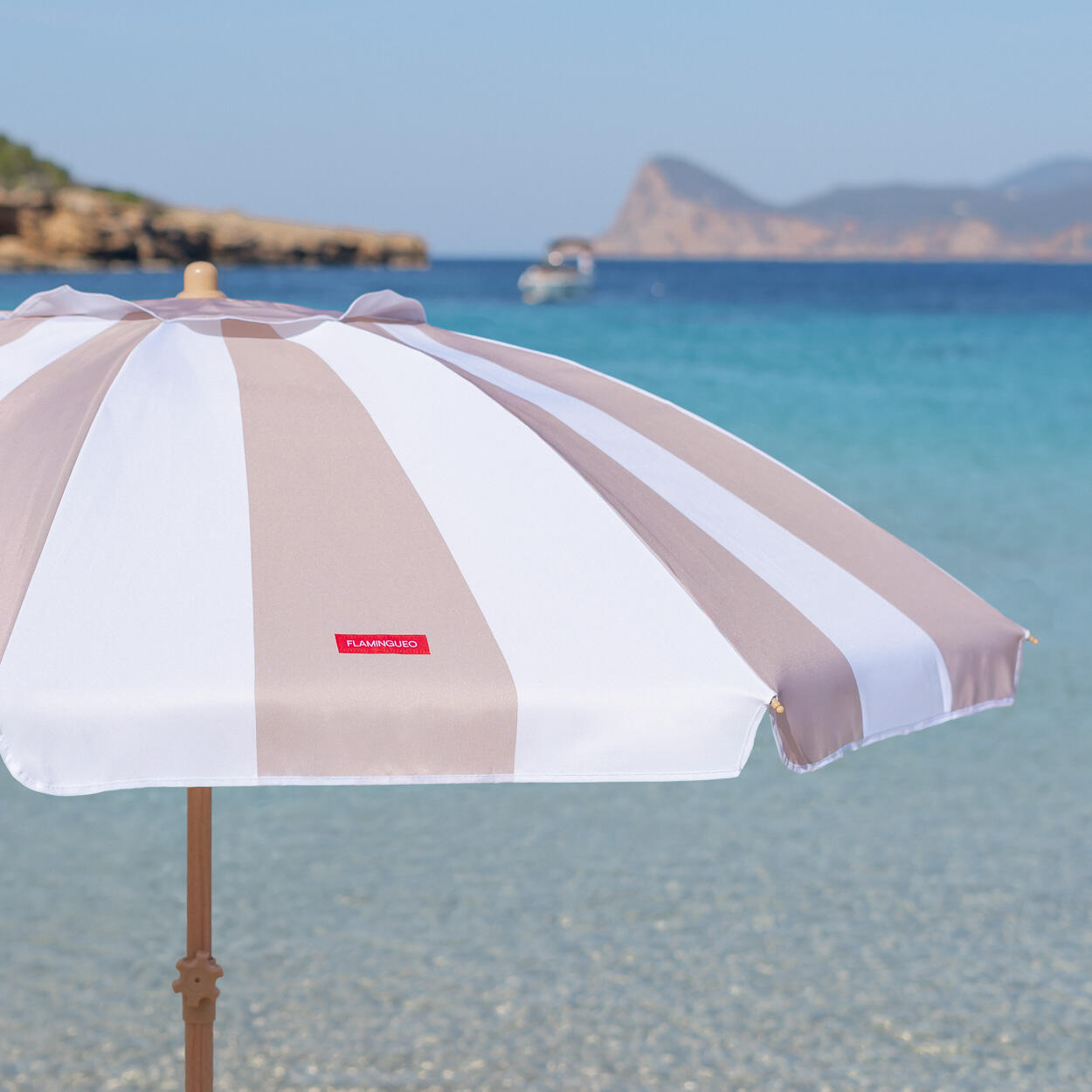 Flamingueo parasol plage inclinable upf50+ polyester beige 3/7