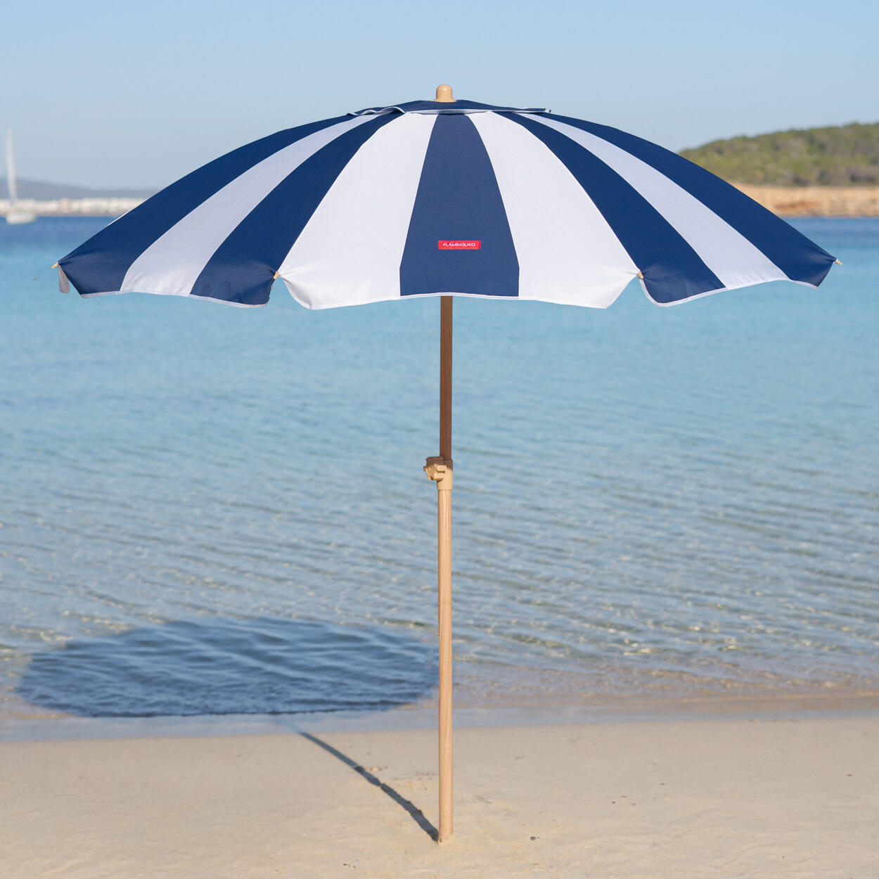 Flamingueo parasol plage inclinable upf50+ polyester bleu 2/7