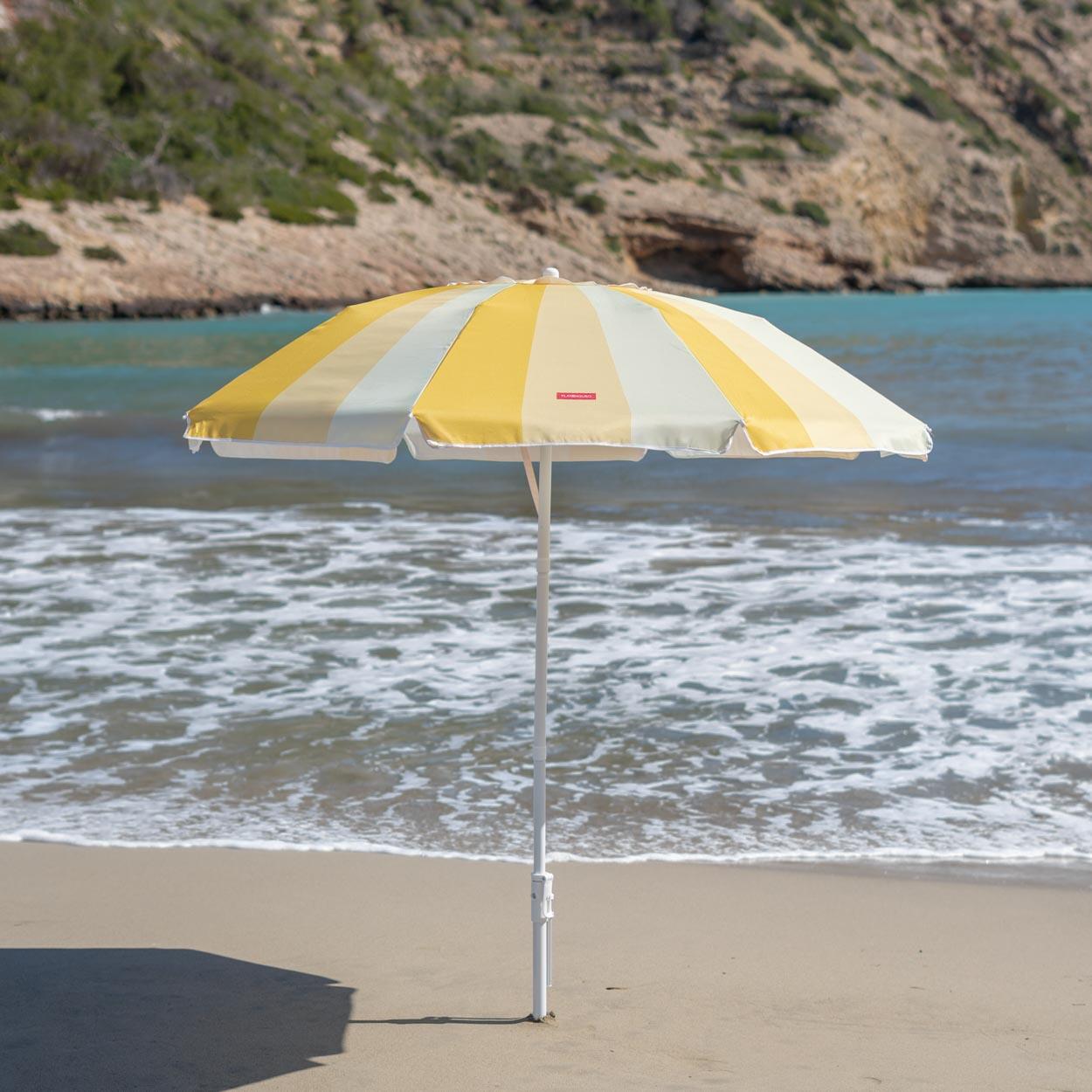 Flamingueo sombrilla playa inclinable upf50+ poliéster amarillo 2/7