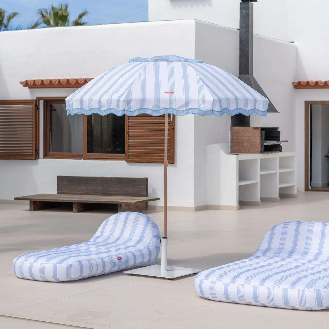 Flamingueo parasol plage inclinable upf50+ polyester bleu 2/7