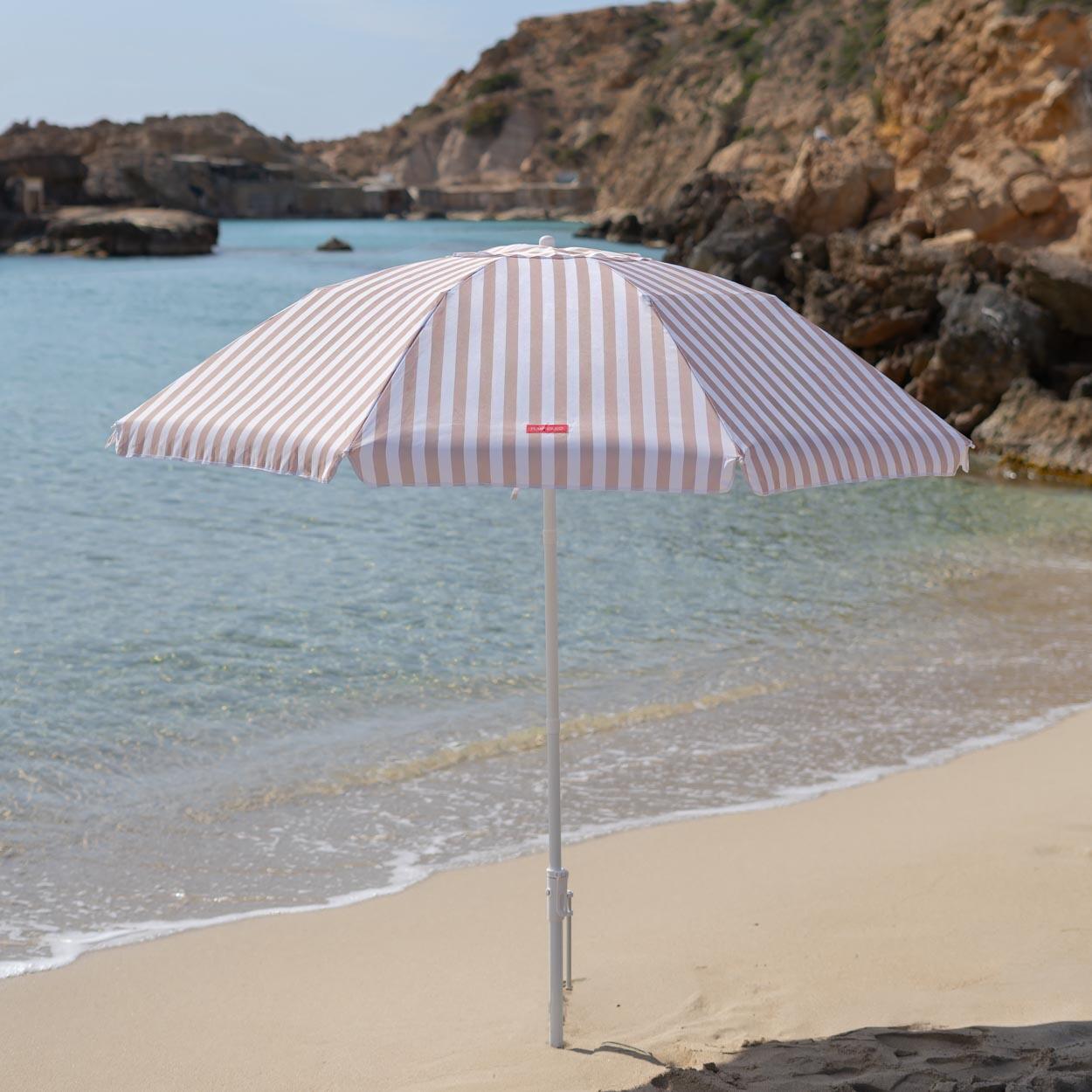 Flamingueo sombrilla playa inclinable upf50+ poliéster beige 2/6