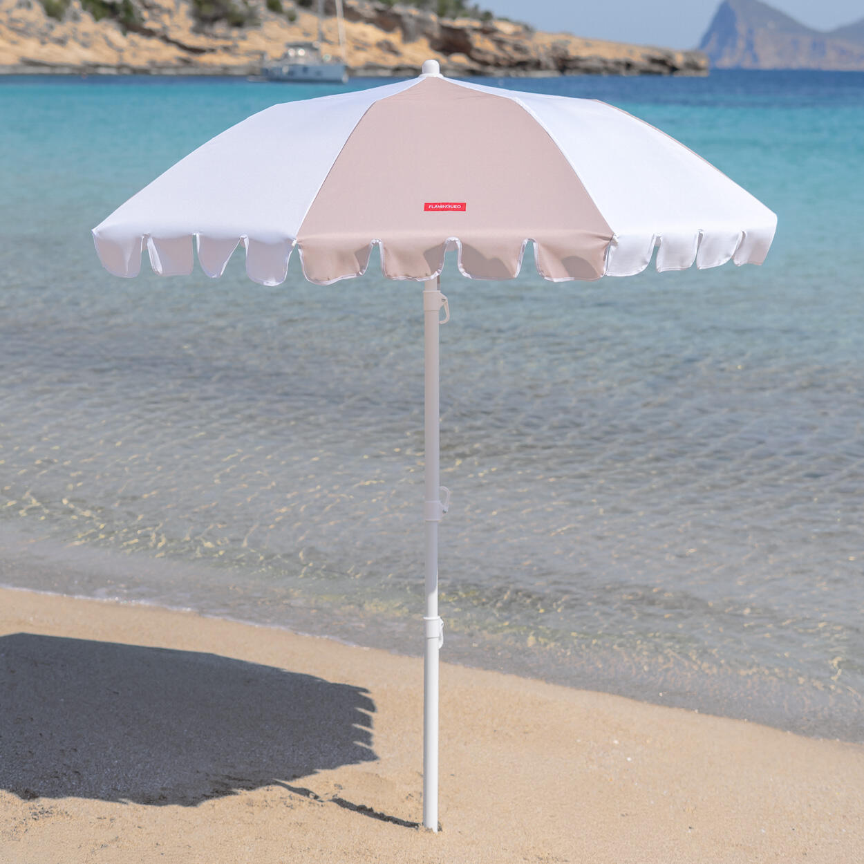 Flamingueo sombrilla playa inclinable upf50+ poliéster beige 2/7