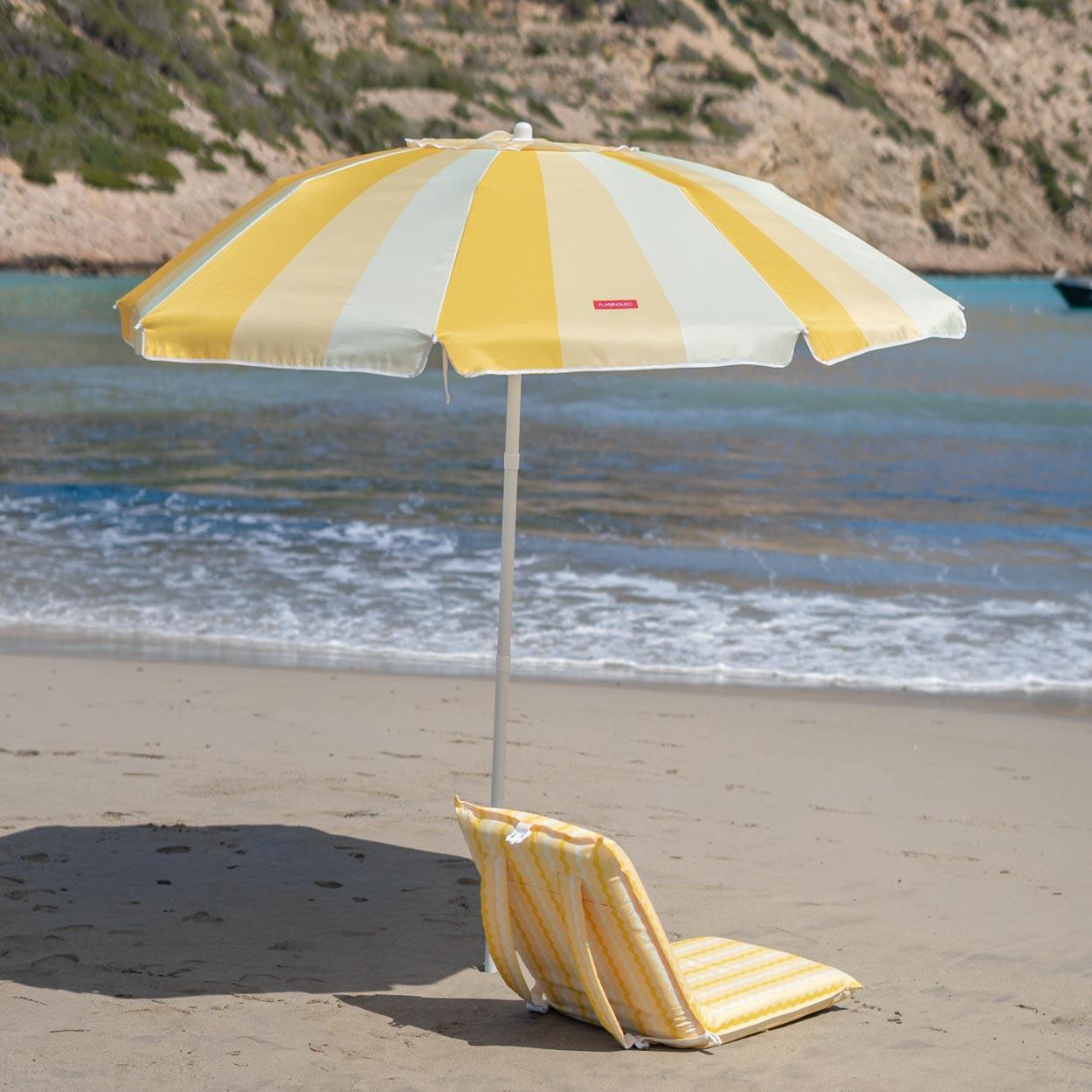 Flamingueo sombrilla playa inclinable upf50+ poliéster amarillo 6/7