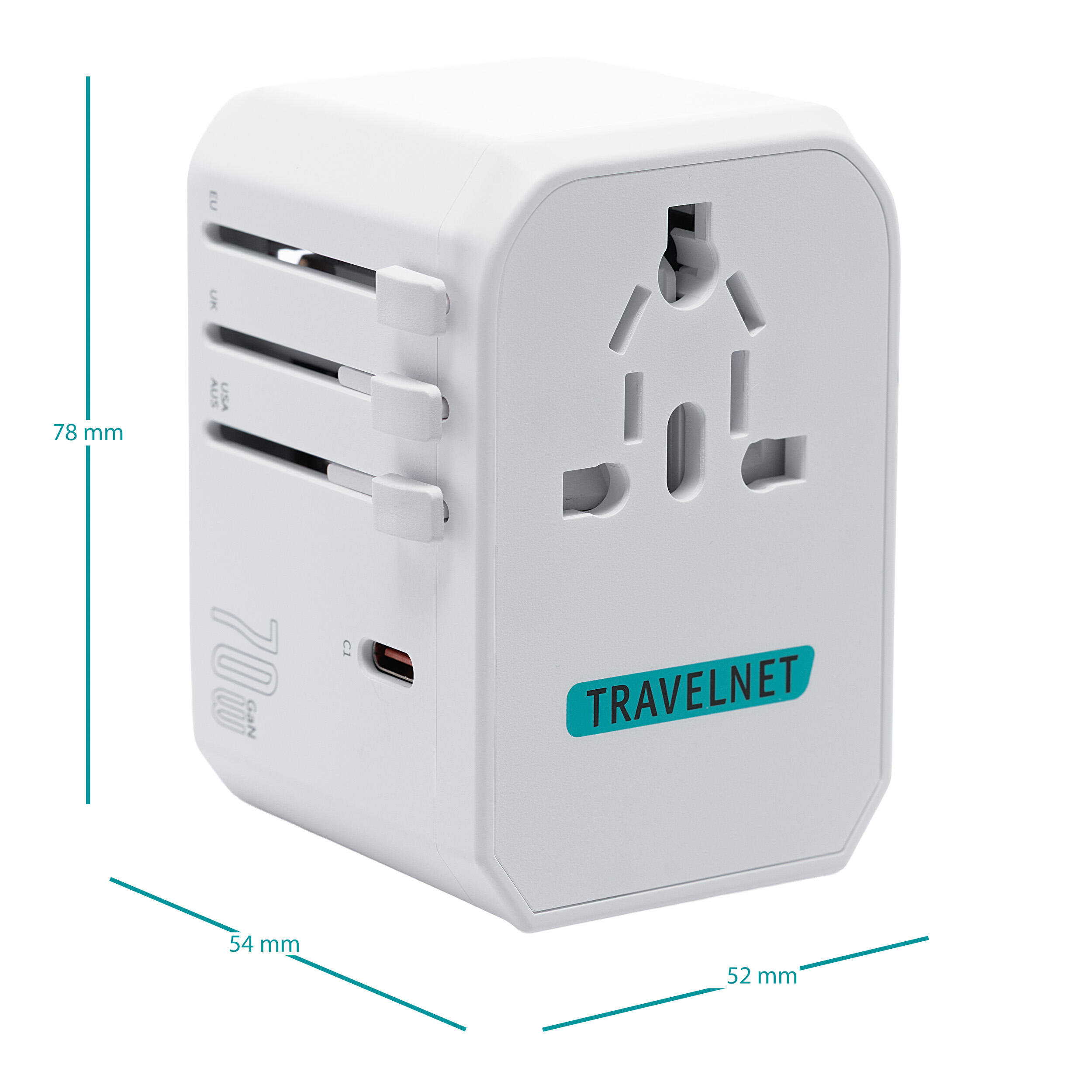Travelnet Adaptateur de voyage universel 70W – 3x USB-C & 2x USB-A 2/7