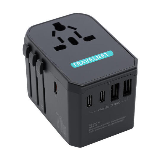 Adattatore universale da viaggio Travelnet 70W – 3x USB-C & 2x USB-A