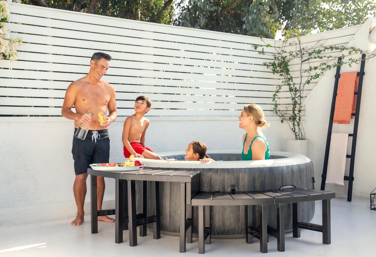 Intex PureSpa Greywood Bubble Deluxe 4 pers. + Aquatural Cristaux d'Arôme 6 x 35 4/5