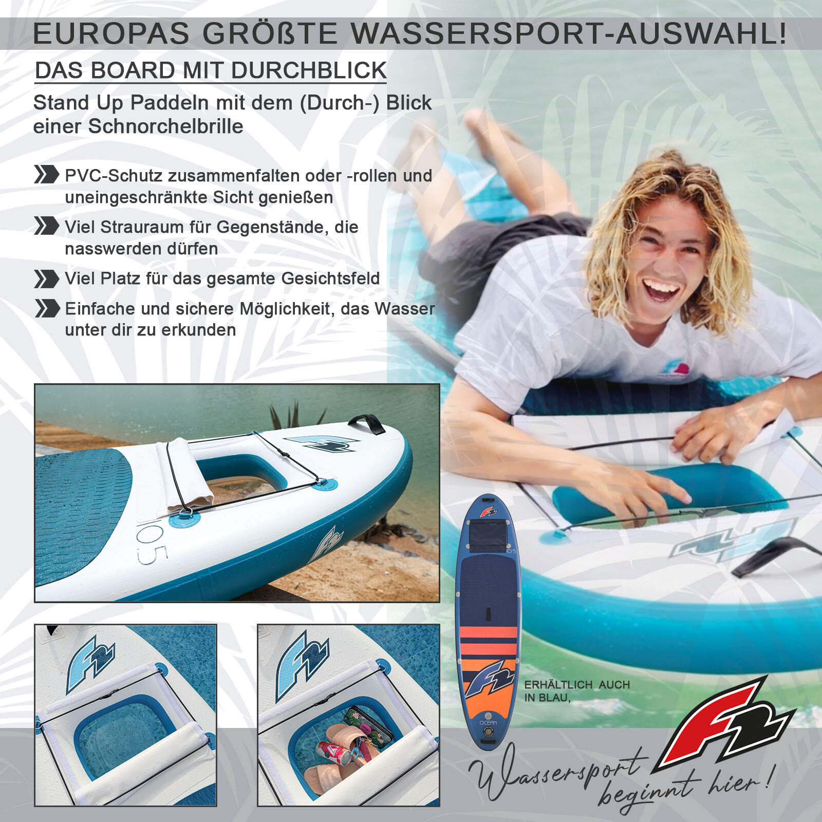 F2  Stand Up Paddle Board Ocean Sight Board Only 350cm 11,5 Weiss 3/7