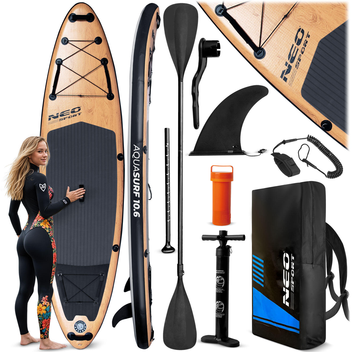 Deska Sup do pływania Neo-sport Aquasurf pompowana Stand Up Paddle 320cm zestaw
