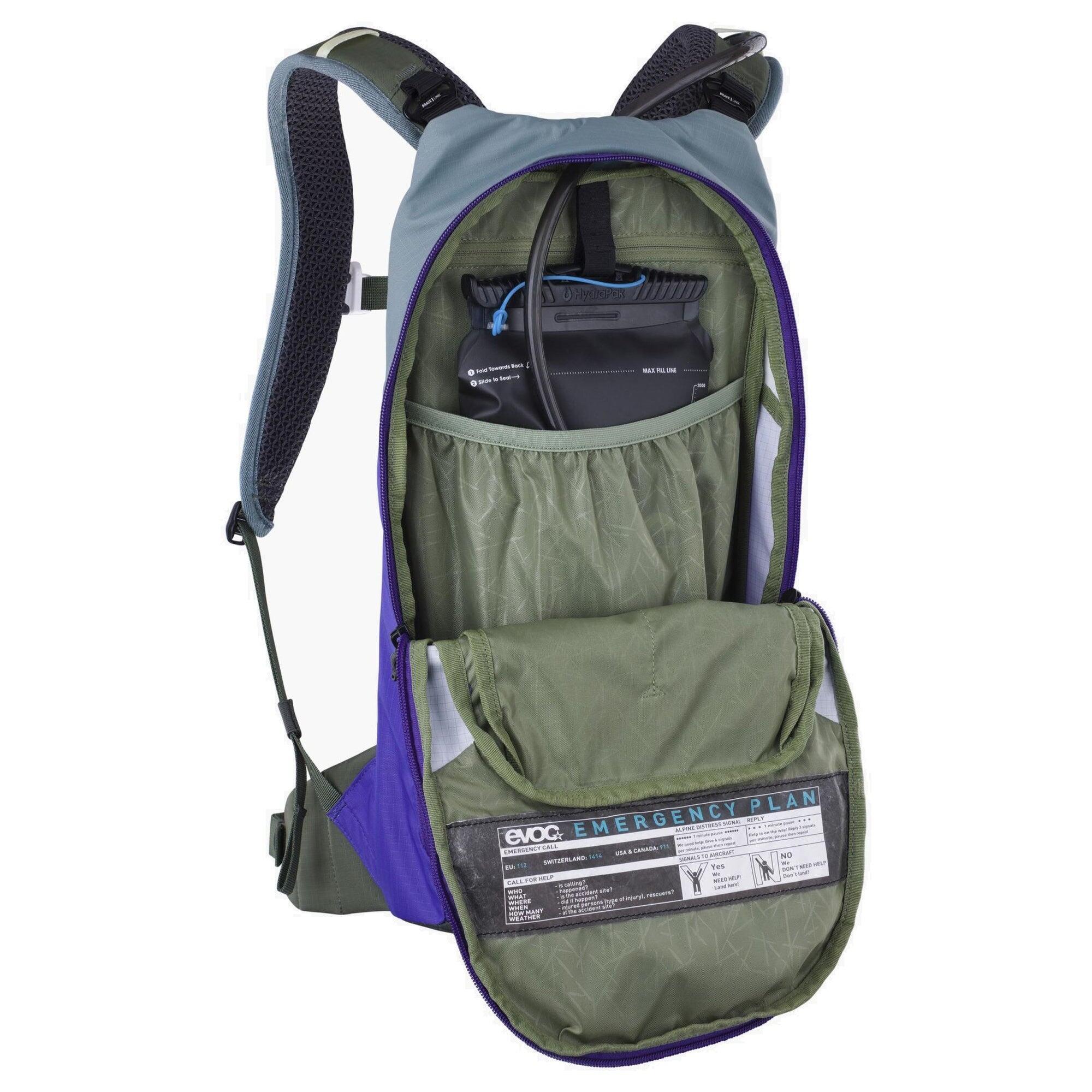 Rucksack Evoc Stage 6L + Trinkblase 2L Violett und Dunkelgrün 6/7