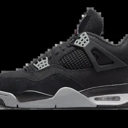 Men - Basketball - Shoes - Canvas - Air Jordan 4 - Black/Grey/White