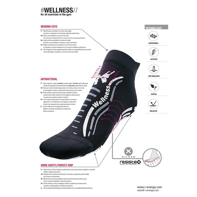 Fitness-Strumpf Wellness für Erwachsene rutschfest  Socken schwarz fuchsia