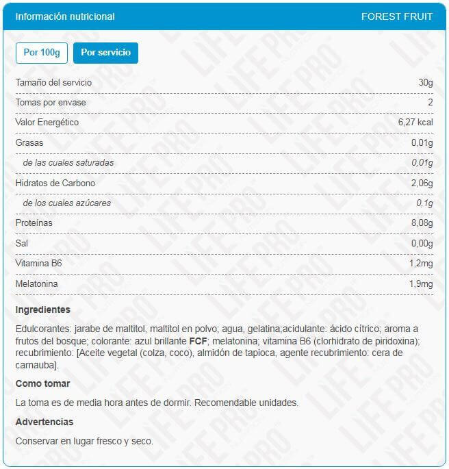 Melatonina Gummies - 60 Gummies Frutas del Bosque LifePRO 2/2