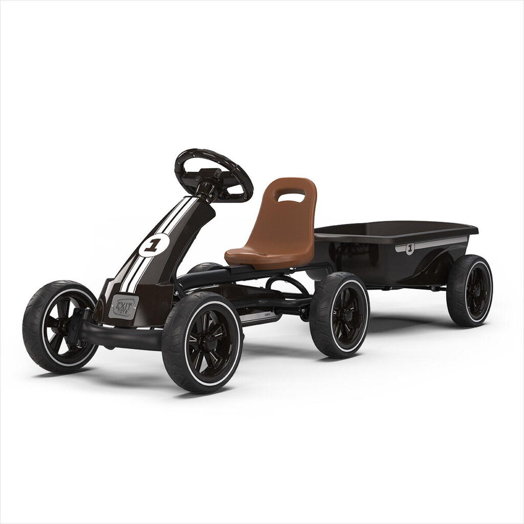EXIT Foxy Pedal Go-Kart with Trailer - Espresso Black