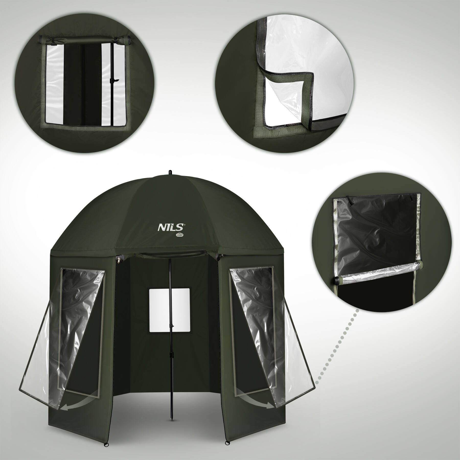 Vissersparasol met volledige overkapping NILS CAMP NC4701 2/7