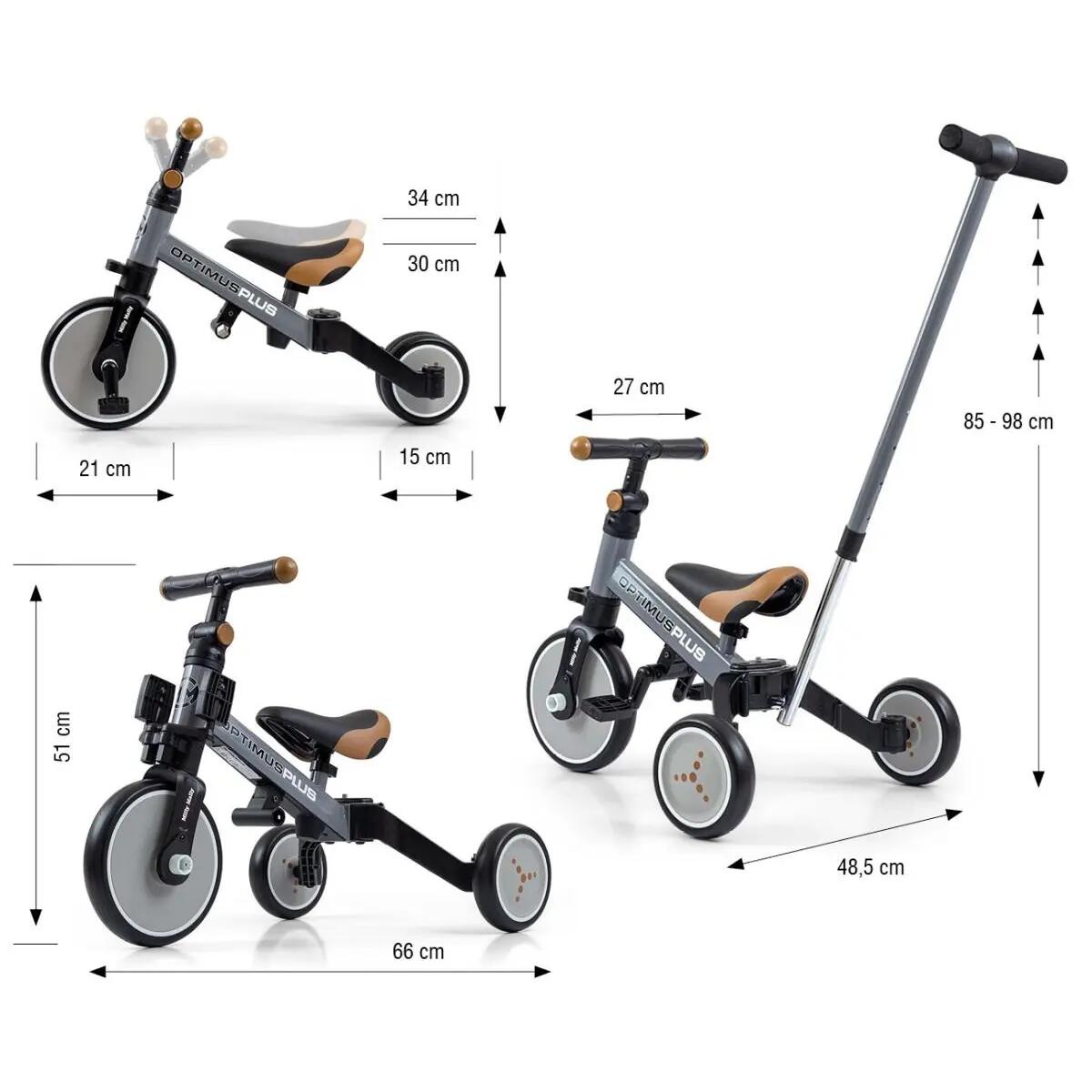 Optimus Plus 4-in-1 Fahrrad – Grau 2/7