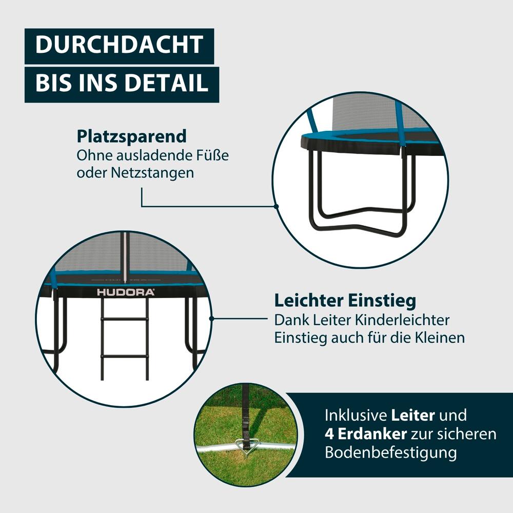 Trampolin Up 300 mit Sicherheitsnetz, Leiter und Erdanker - 300cm 6/6
