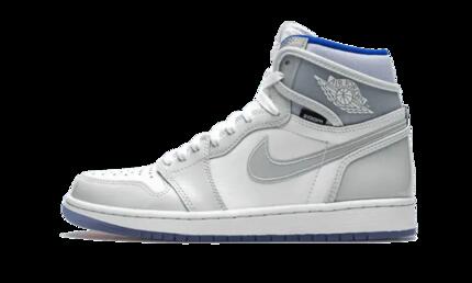 Chaussures - basket - femme - hautes - jordan 1 - blanc/bleu