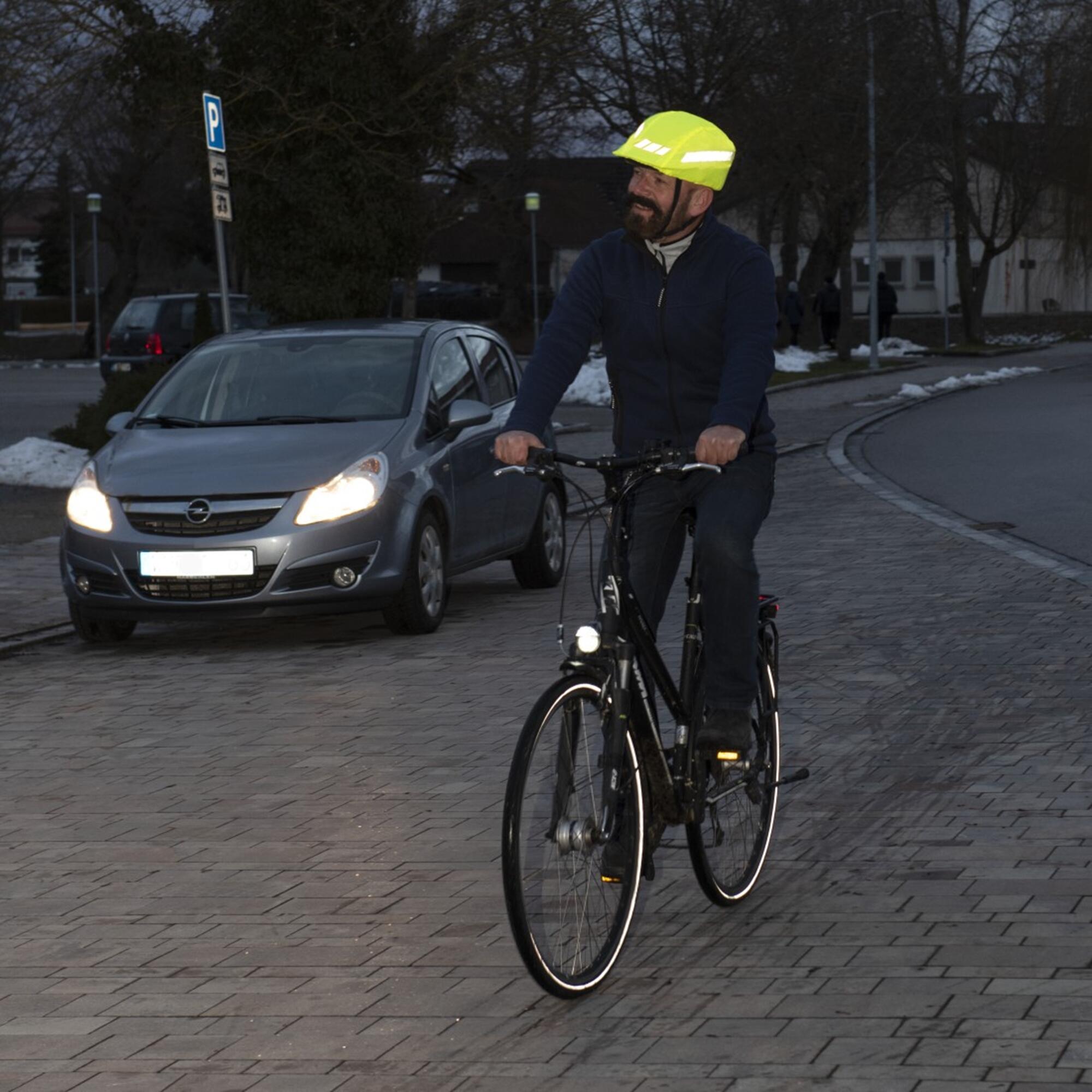 HAMA Helmüberzug für Fahrradhelme, reflektierend, neongelb 2/3