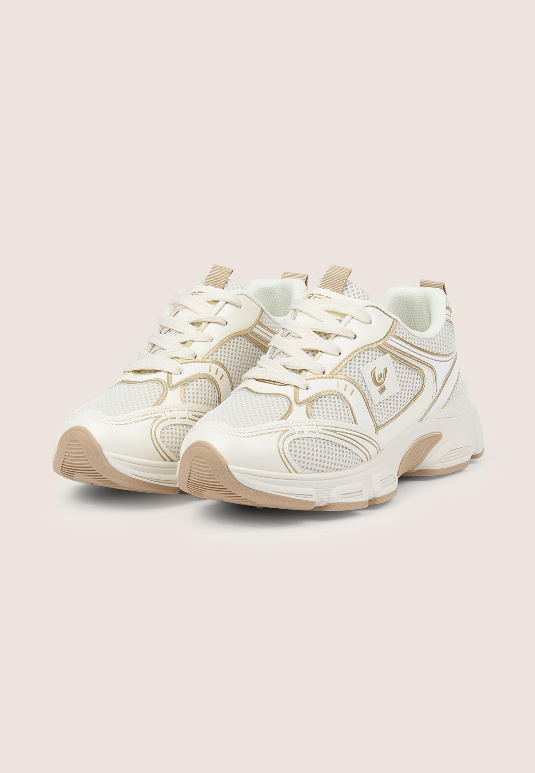 Sneakers en mesh et en simili cuir avec passepoils contrastés 2/3
