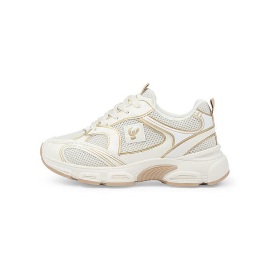 Sneakers en mesh et en simili cuir avec passepoils contrastés