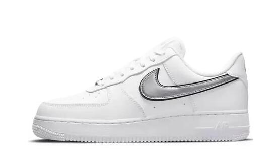 Chaussures - lifestyle - mixte - air force 1 low - blanc/argent métallisé